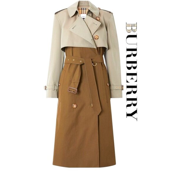 Burberry Double-Breasted Two-Tone Reconstructed Trench Coat - Size 4 - Picture 1 of 16